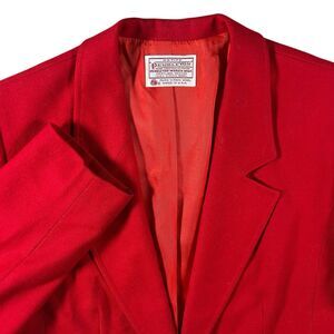 Vintage Pendleton Women's Petite Virgin Wool Red Lined Blazer Size 12 90s USA